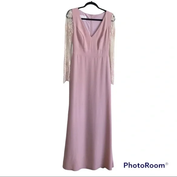 $865 Aire Barcelona Evening Maxi Dress/Gown Lace Nude Size US8